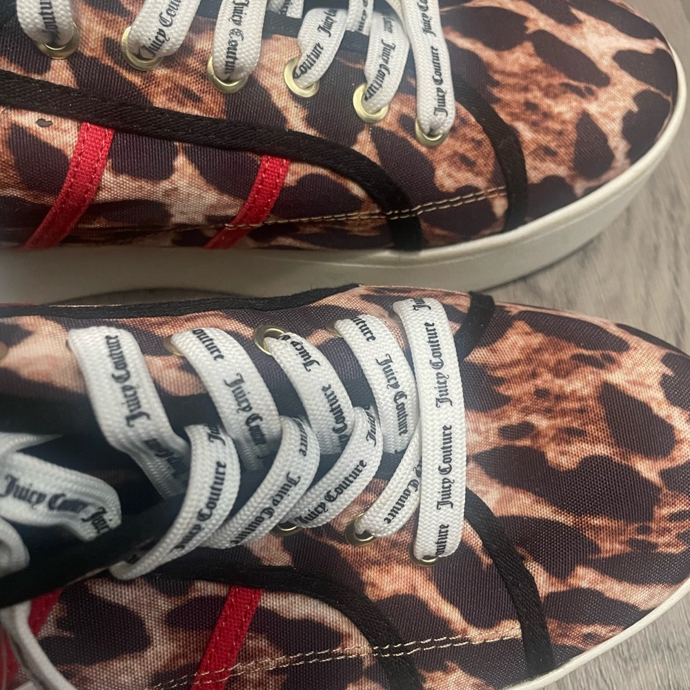 Juicy Couture Animal Print Sneakers with Red Stripes